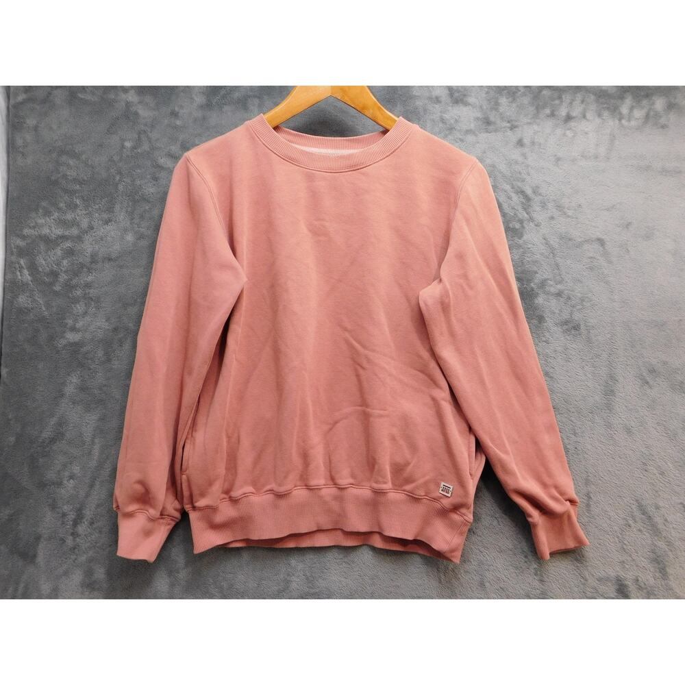Madame Pullover Womens M Pink Fleece Cotton Blend Crew Neck Pockets Logo